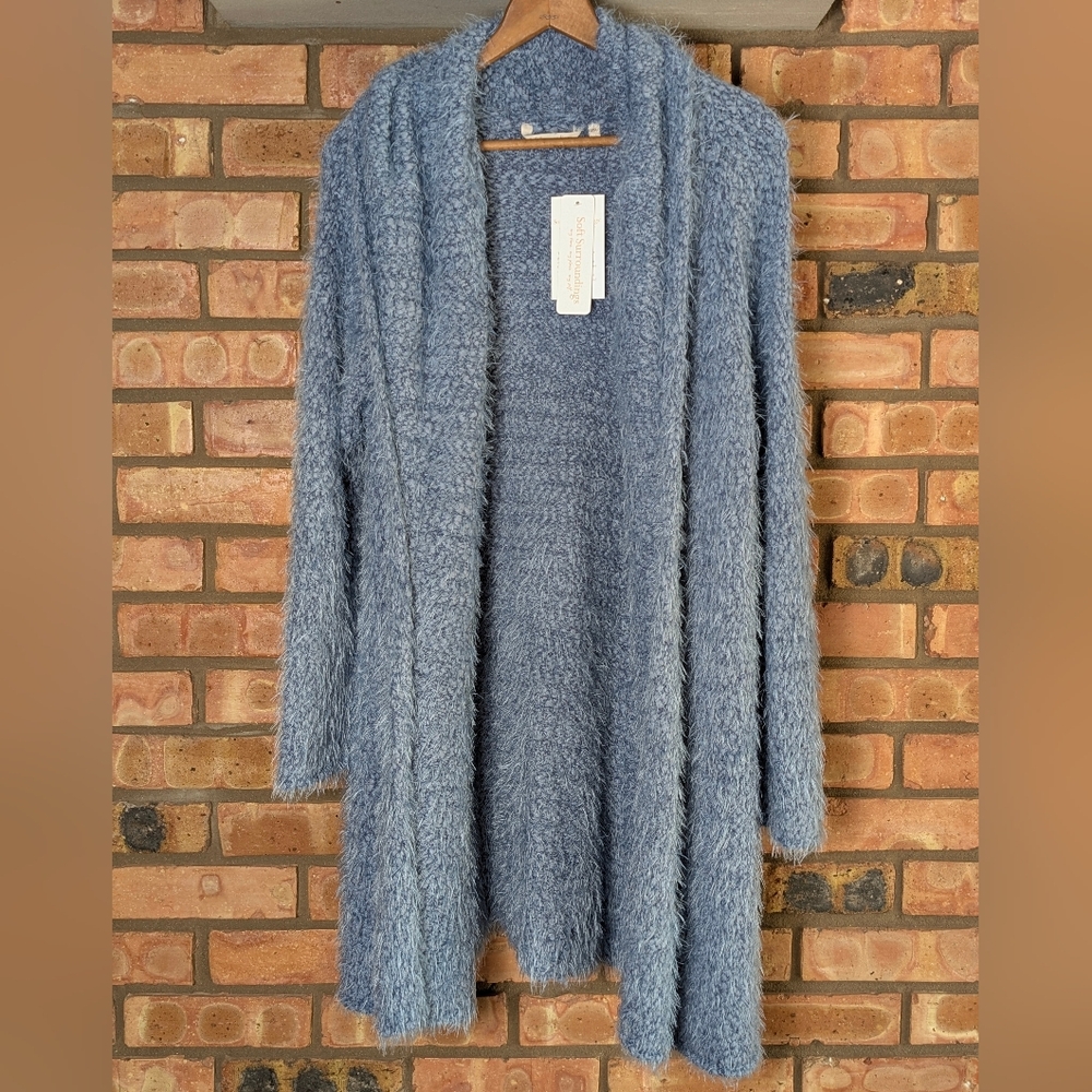 NWT Soft Surroundings Newfoundland Cardigan Sweater in Stormy Sky